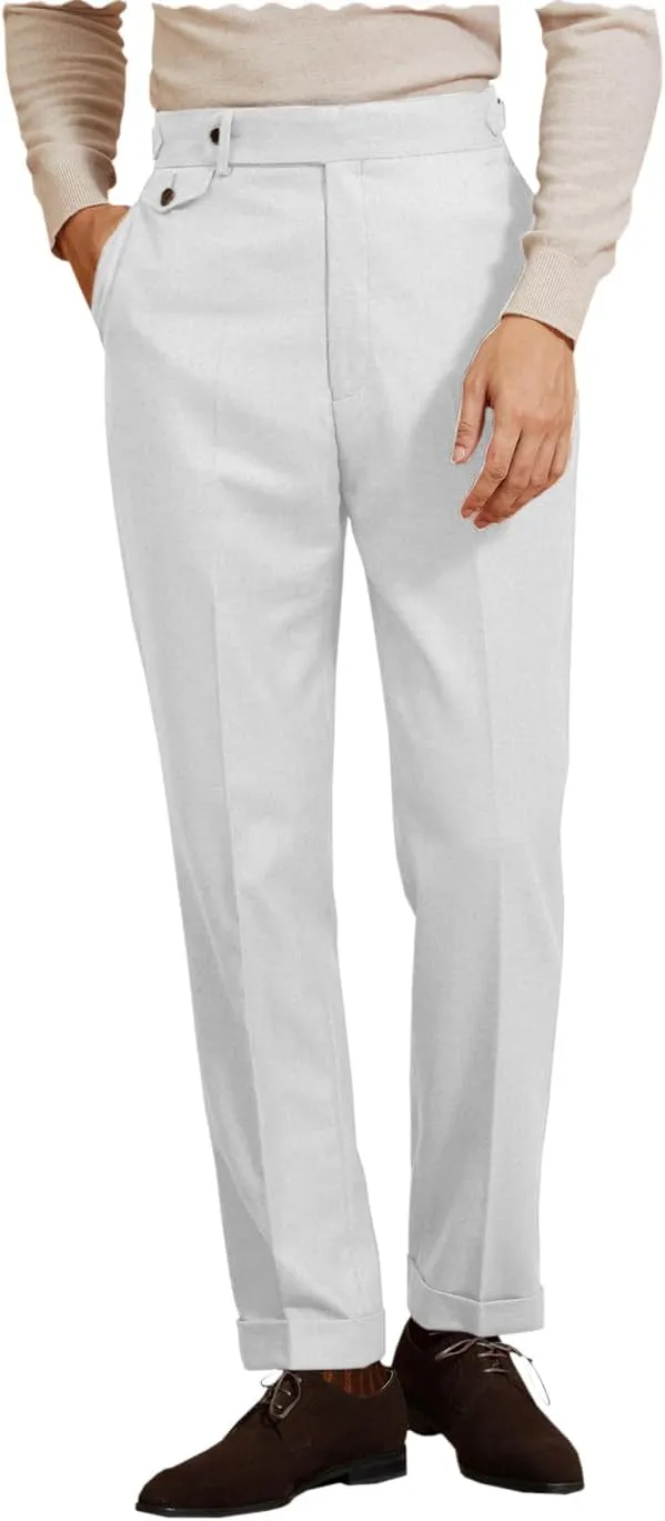 Men's Dress Pants Pleated Front Casual Hidden Expandable Waist Dress Suit Pants
