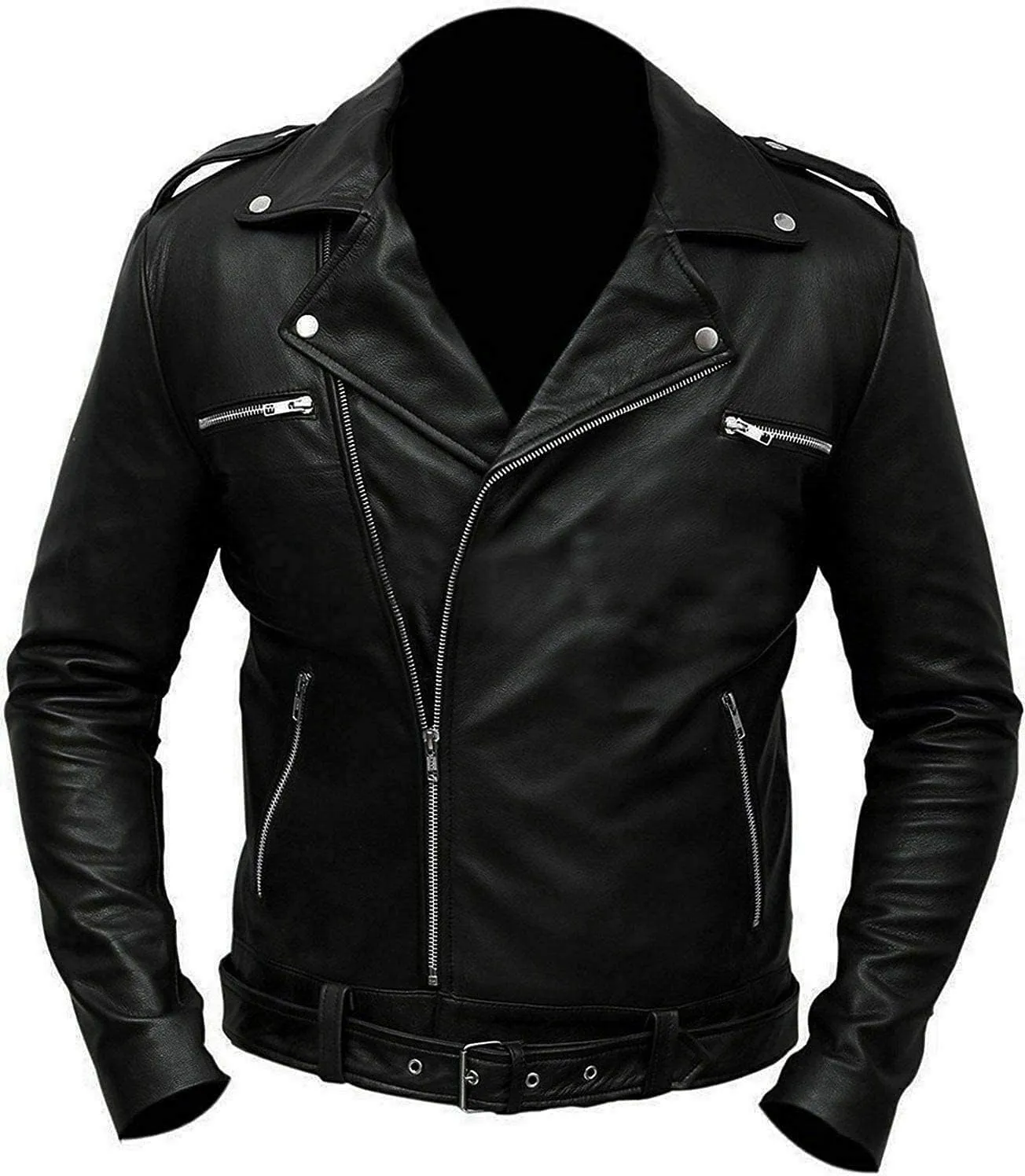 Men's Durable Leather Classic Motorcycle Protective Armored Style Biker Riding Jacket