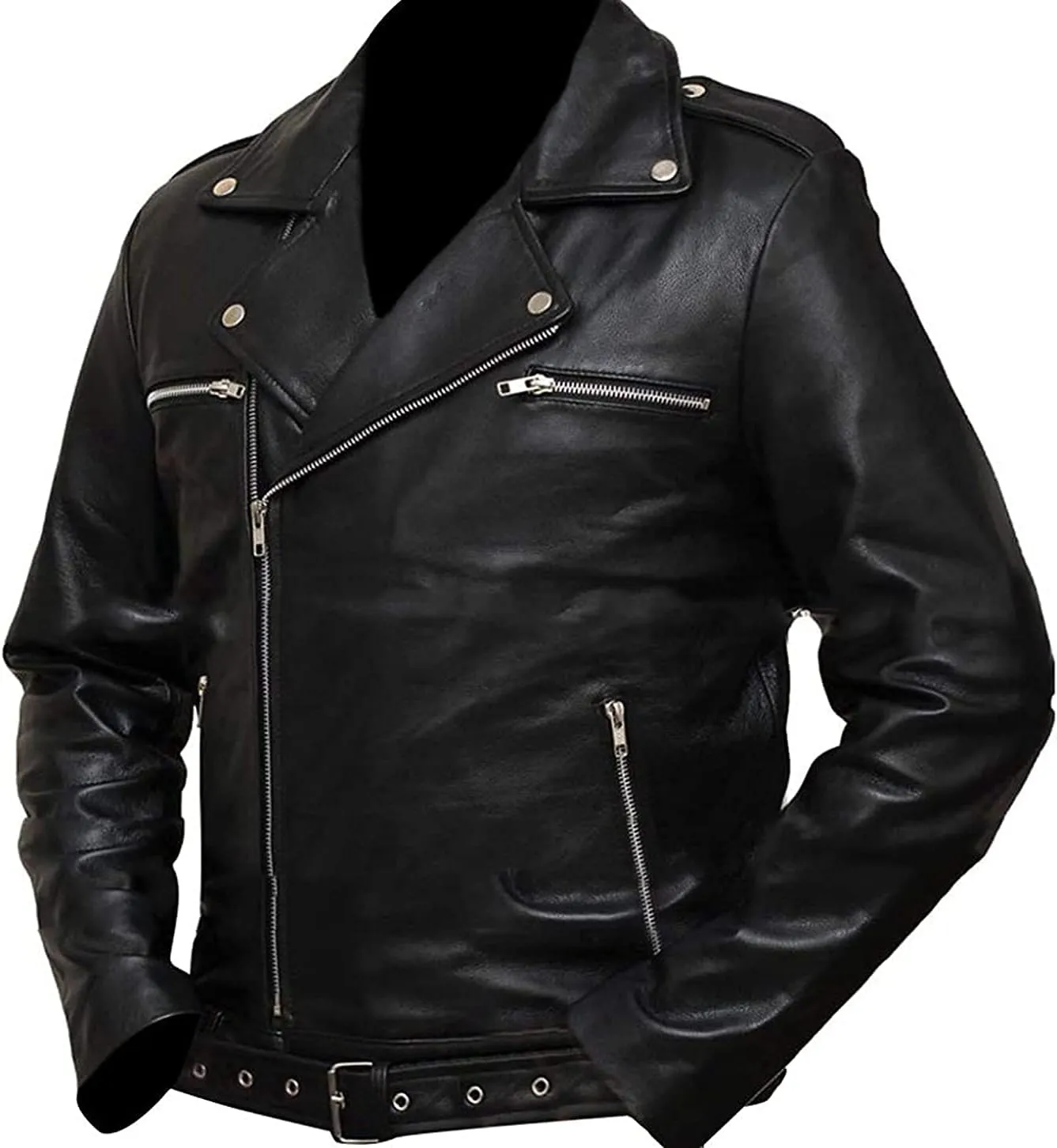 Men's Durable Leather Classic Motorcycle Protective Armored Style Biker Riding Jacket