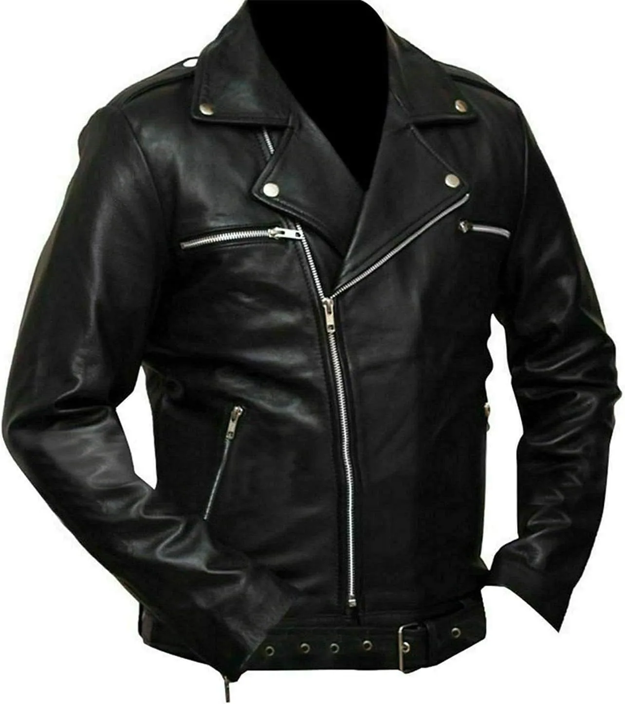 Men's Durable Leather Classic Motorcycle Protective Armored Style Biker Riding Jacket