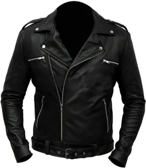 Men's Durable Leather Classic Motorcycle Protective Armored Style Biker Riding Jacket