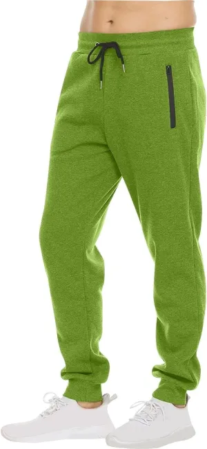 Mens Jogger Sweatpants Drawstring Lightweight Casual Slim Fit Pants Gym Athletic Workout Trousers with Zipper Pockets