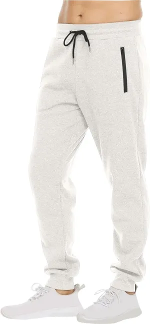 Mens Jogger Sweatpants Drawstring Lightweight Casual Slim Fit Pants Gym Athletic Workout Trousers with Zipper Pockets