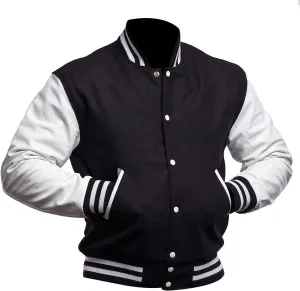 Mens Letterman Black Varsity Jacket - Black School Teen College Bomber Jacket