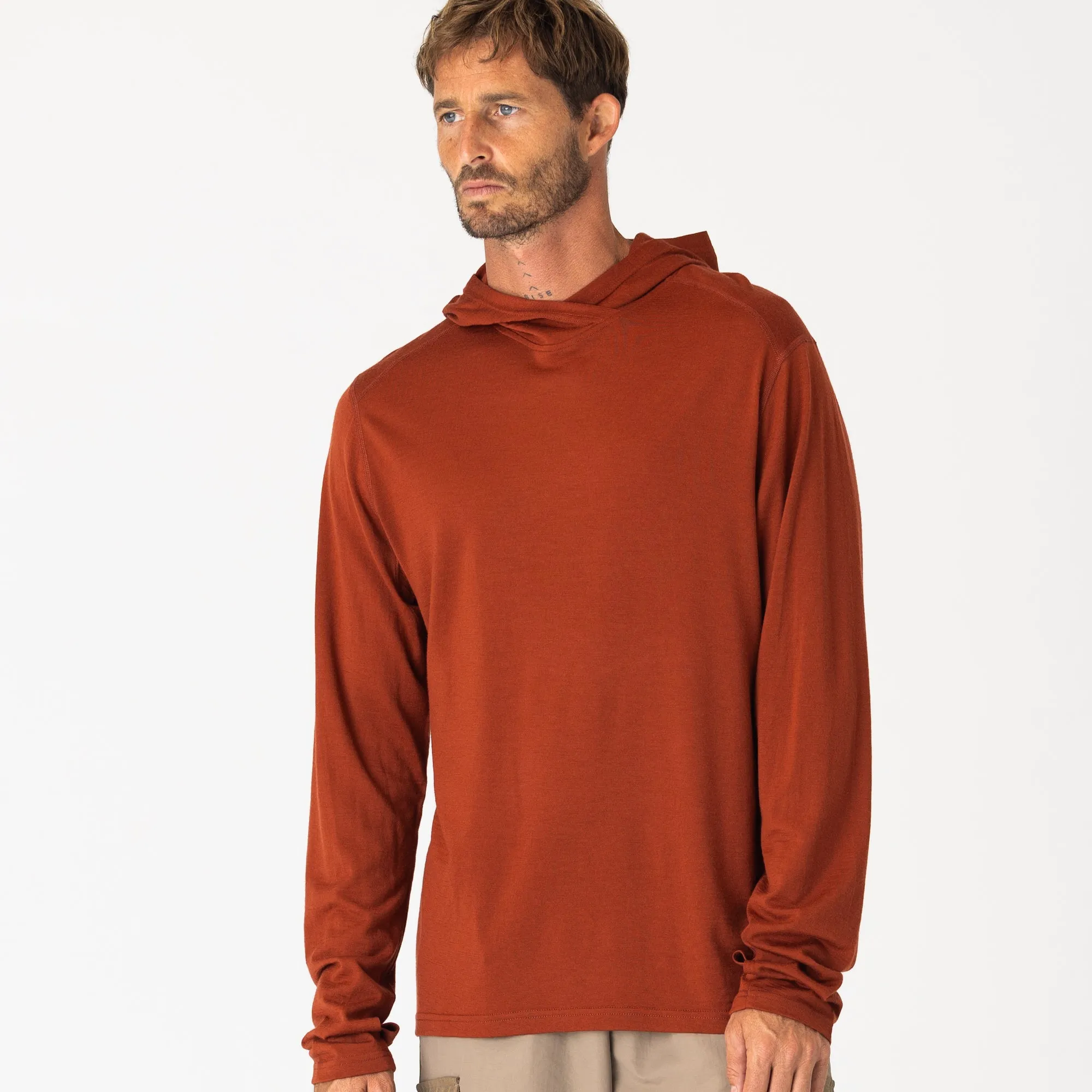 Mens Merino LS Hoody Tannin