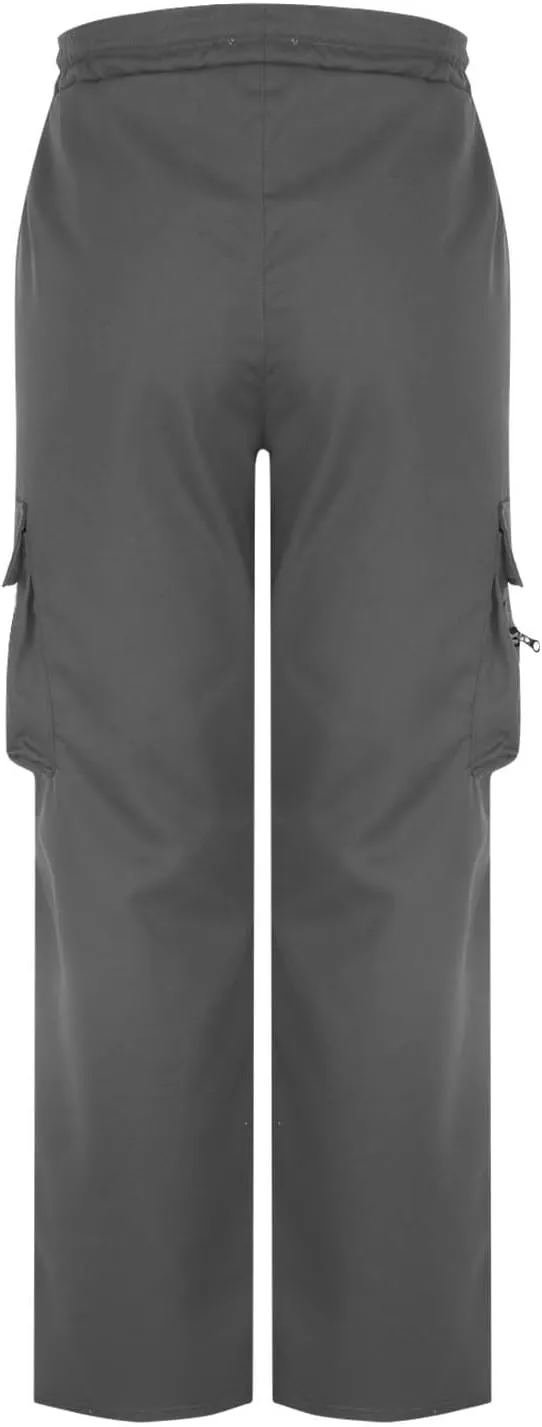 Mens Outdoor Cargo Pants Elastic High Waist Drawstring Summer Chinos Pants Straight Leg Tactical Trousers with Pocket