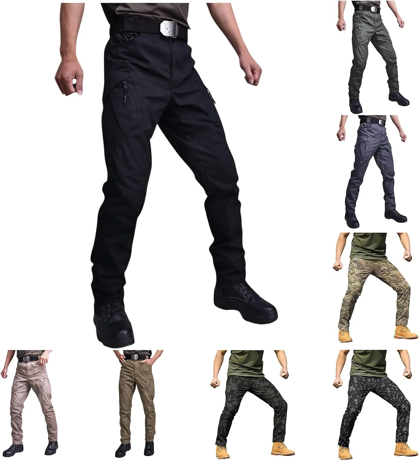 Mens Outdoor Hiking Pants Tactical Military Cargo Pants Slim Fit Waterproof Pant Quick Dry Sweatpants Multi Pockets