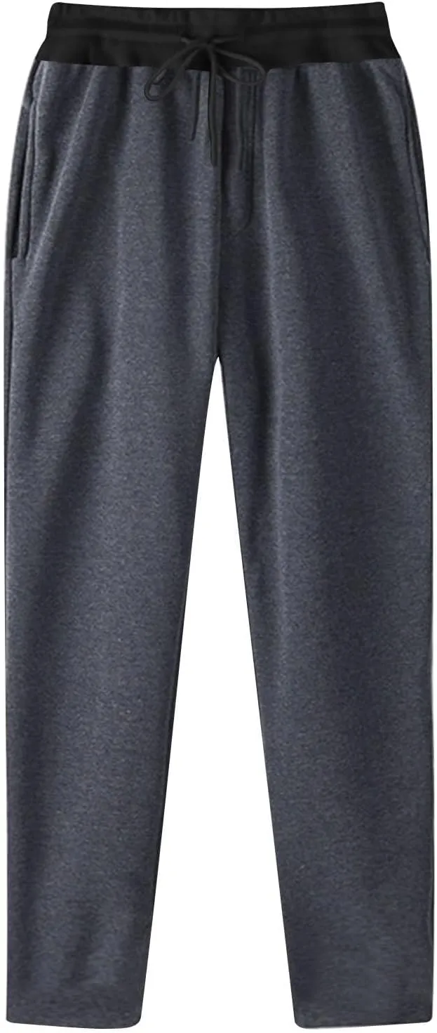 Mens Sweatpants Straight Leg Stretch Elastic Waist Baggy Joggers Drawstring Casual Trendy Pants Athletic Gym Trousers