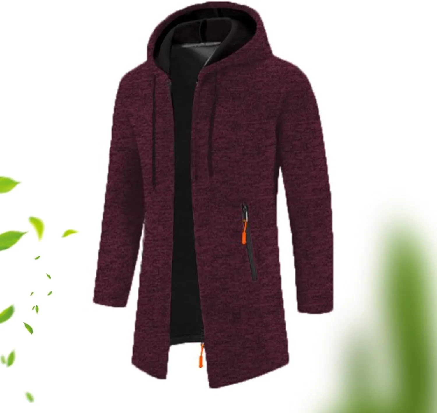 Mens Trench Coat Knit Hooded Jackets Business Casual Peacoat Mid Length Cardigan Oversized Windbreaker Winter Jacket