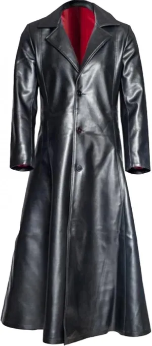 Mens Vintage Faux Leather Trench Coat Steampunk Gothic Full Length Overcoat Windproof Big and Tall Motorcycle Jacket