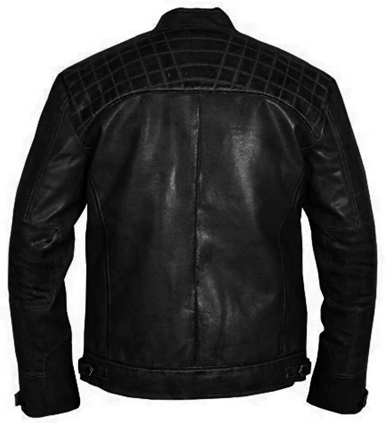 Men's Vintage Retro Style Motorcycle Quilted Biker Yellow Genuine Leather Jacket