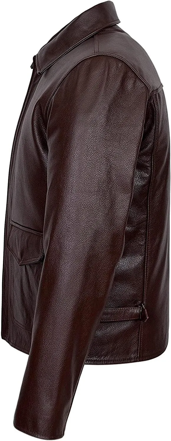 MHS Men's Raiders Harrison the Lost Ark jacket, Vintage Indiana Brown Leather Jacket, American Indi Jones Leather Coat