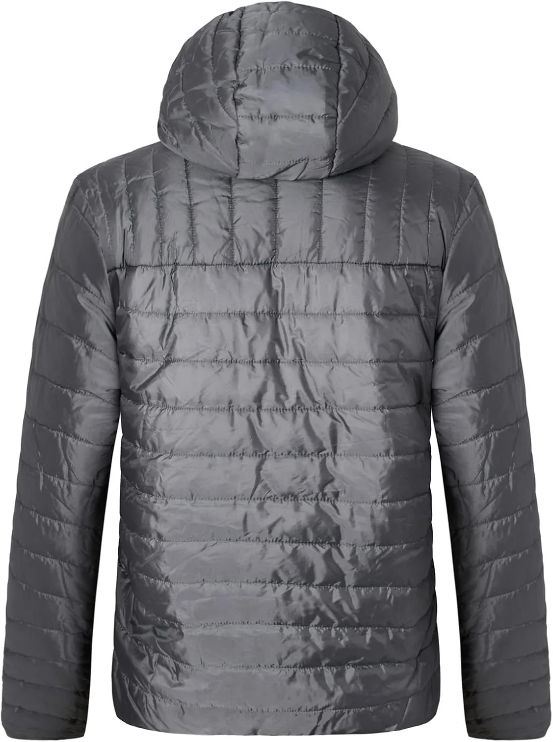 MIDOO Jackets for Men Lightweight Casual Solid Color Zipper Pocket Hooded Down Cotton Padded Jacket Coats for Men Tall