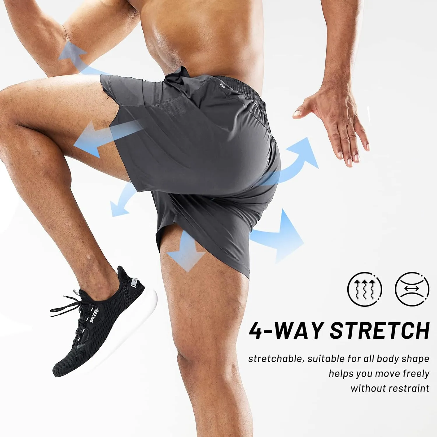 MIER Men's Workout Running Shorts Quick Dry Active 5 Inches Shorts with Pockets, Lightweight, Breathable
