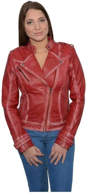 Milwaukee Leather Women's Maiden Aqua Premium Sheepskin Motorcycle Fashion Leather Jacket with Studs SFL2840