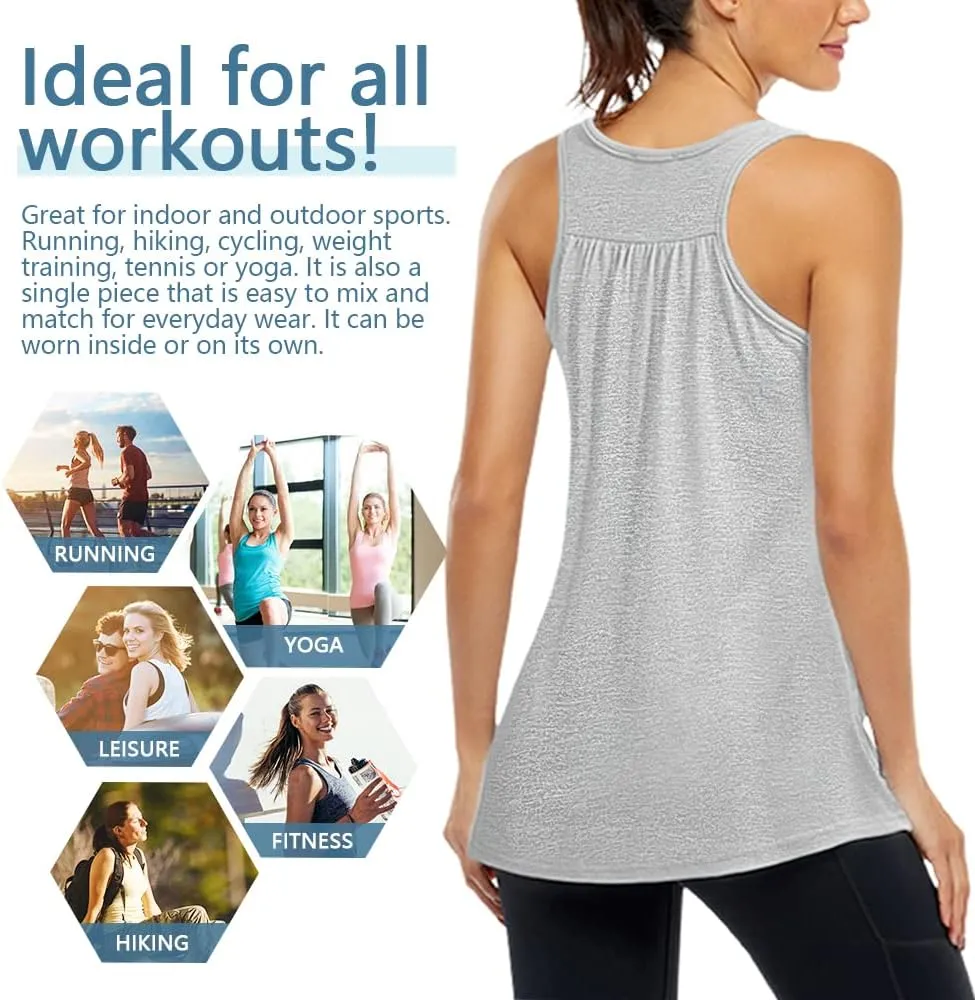 Miusey Womens Sleeveless Loose Fit Yoga Workout Racerback Tank Top