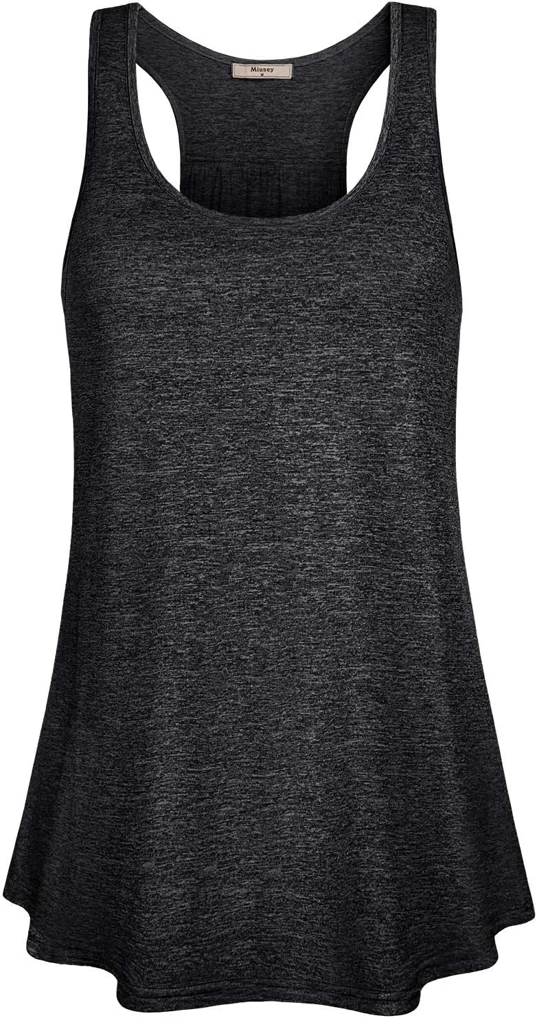 Miusey Womens Sleeveless Loose Fit Yoga Workout Racerback Tank Top