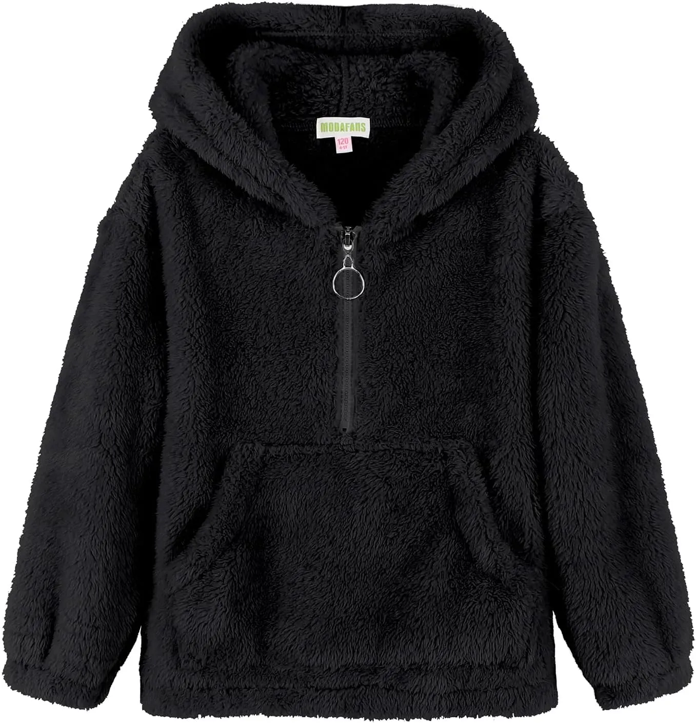 MODAFANS Girls Buffalo Plaid Fleece Hoodies Pullover Teddy Bear Jacket Sweatshirt Casual Outwear Coat with Pockets 4-13Years