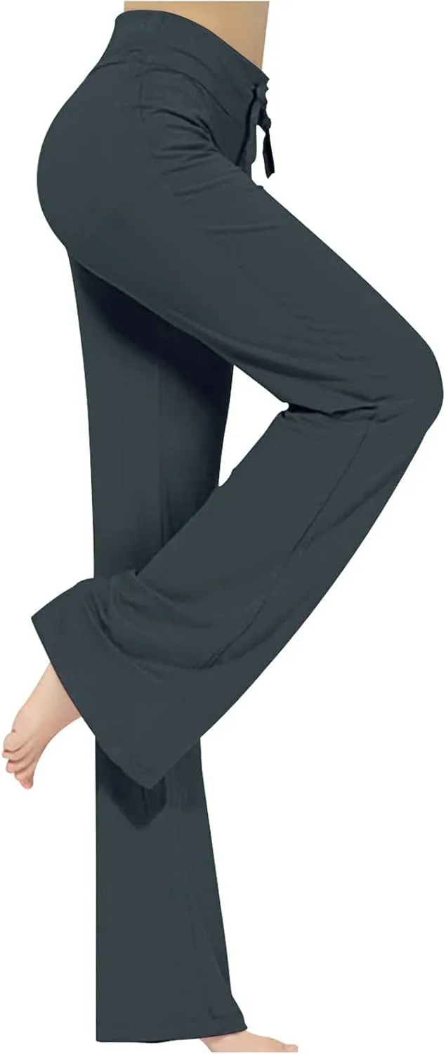 Modal Wide Leg Pants for Women Loose Fit Bootleg High Waisted Lounge Pants Casual Yoga Pilates Meditation Trousers