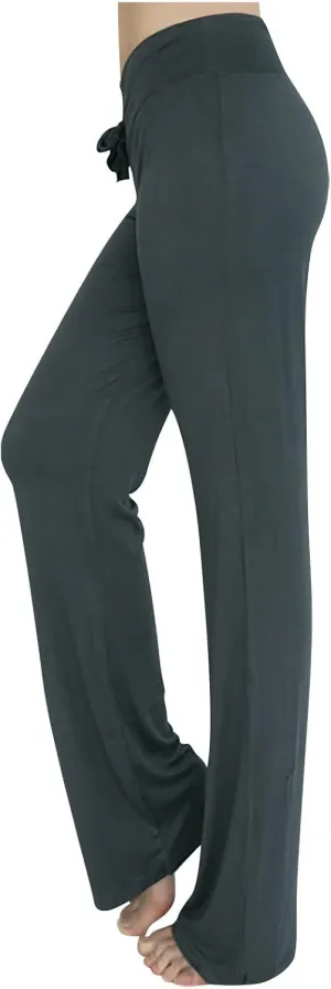 Modal Wide Leg Pants for Women Loose Fit Bootleg High Waisted Lounge Pants Casual Yoga Pilates Meditation Trousers