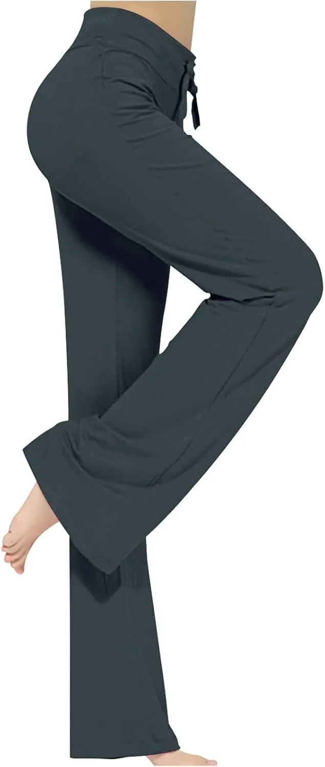 Modal Wide Leg Pants for Women Loose Fit Bootleg High Waisted Lounge Pants Casual Yoga Pilates Meditation Trousers