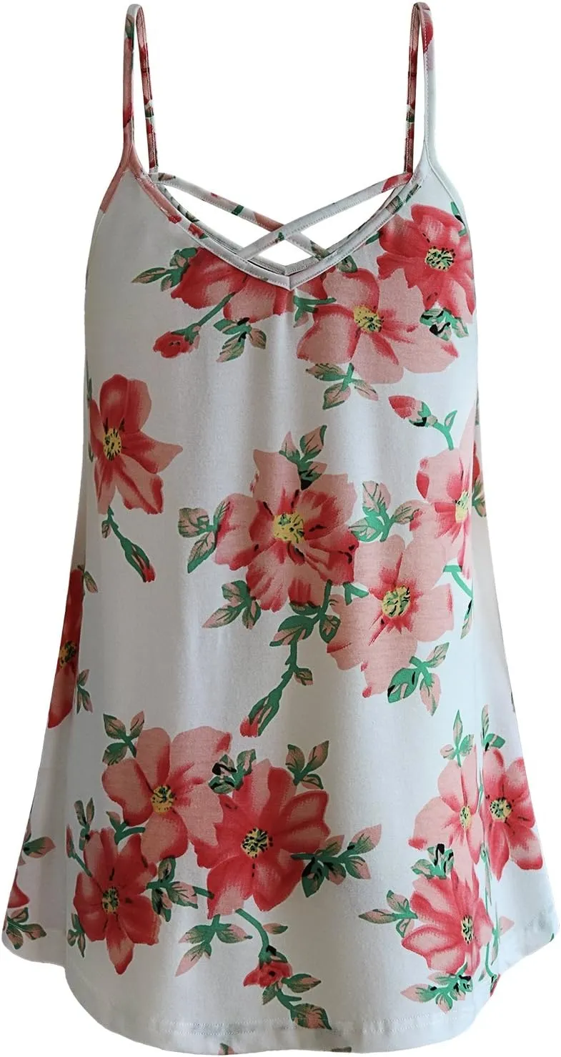 MOQIVGI Womens Summer Spaghetti Strap Tank Top Casual Flowy Camisoles