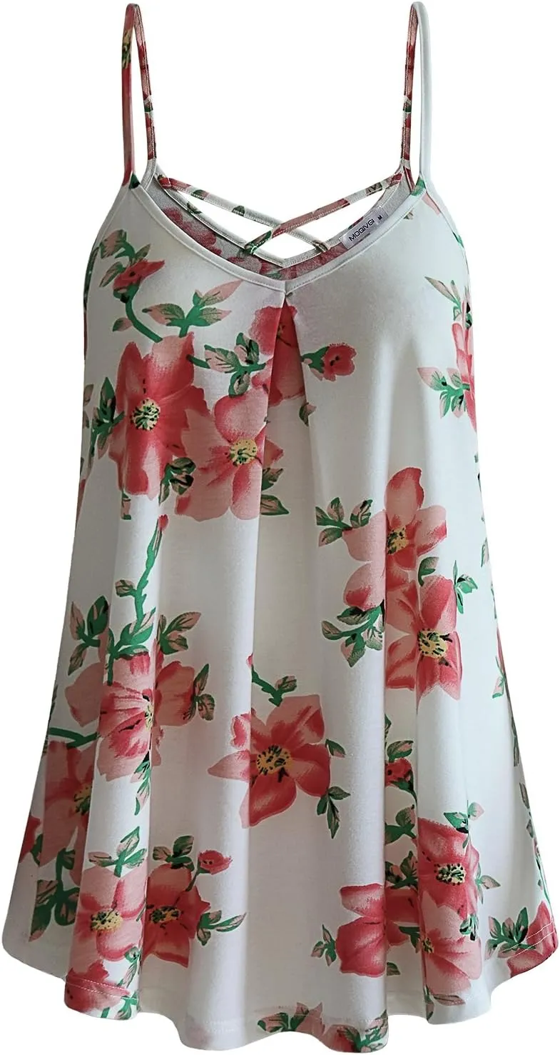 MOQIVGI Womens Summer Spaghetti Strap Tank Top Casual Flowy Camisoles