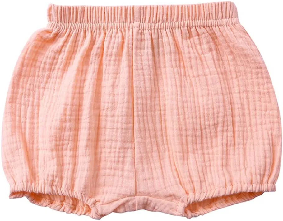MYGBCPJS Baby Girls Boys 3 Pack Cotton Linen Blend Cute Bloomer Shorts Loose Harem Shorts