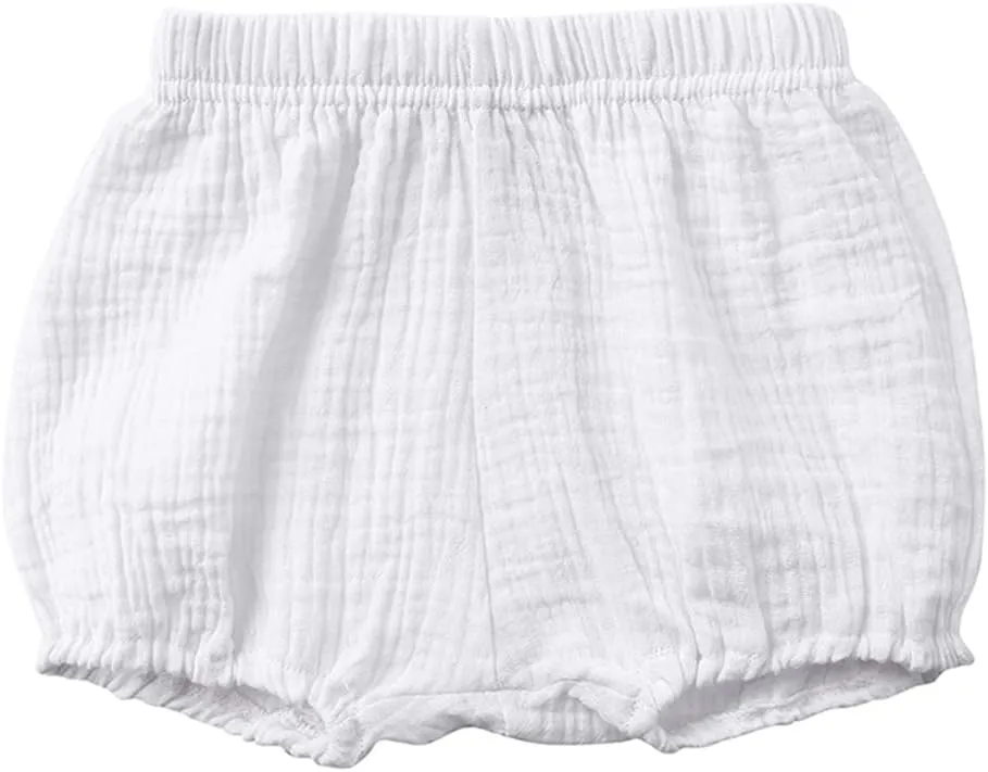 MYGBCPJS Baby Girls Boys 3 Pack Cotton Linen Blend Cute Bloomer Shorts Loose Harem Shorts