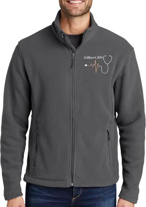 NACRE APPAREL Custom Embroidered Midweight Fleece Jacket for Men & Women Personalized Stethescope Print Jacket