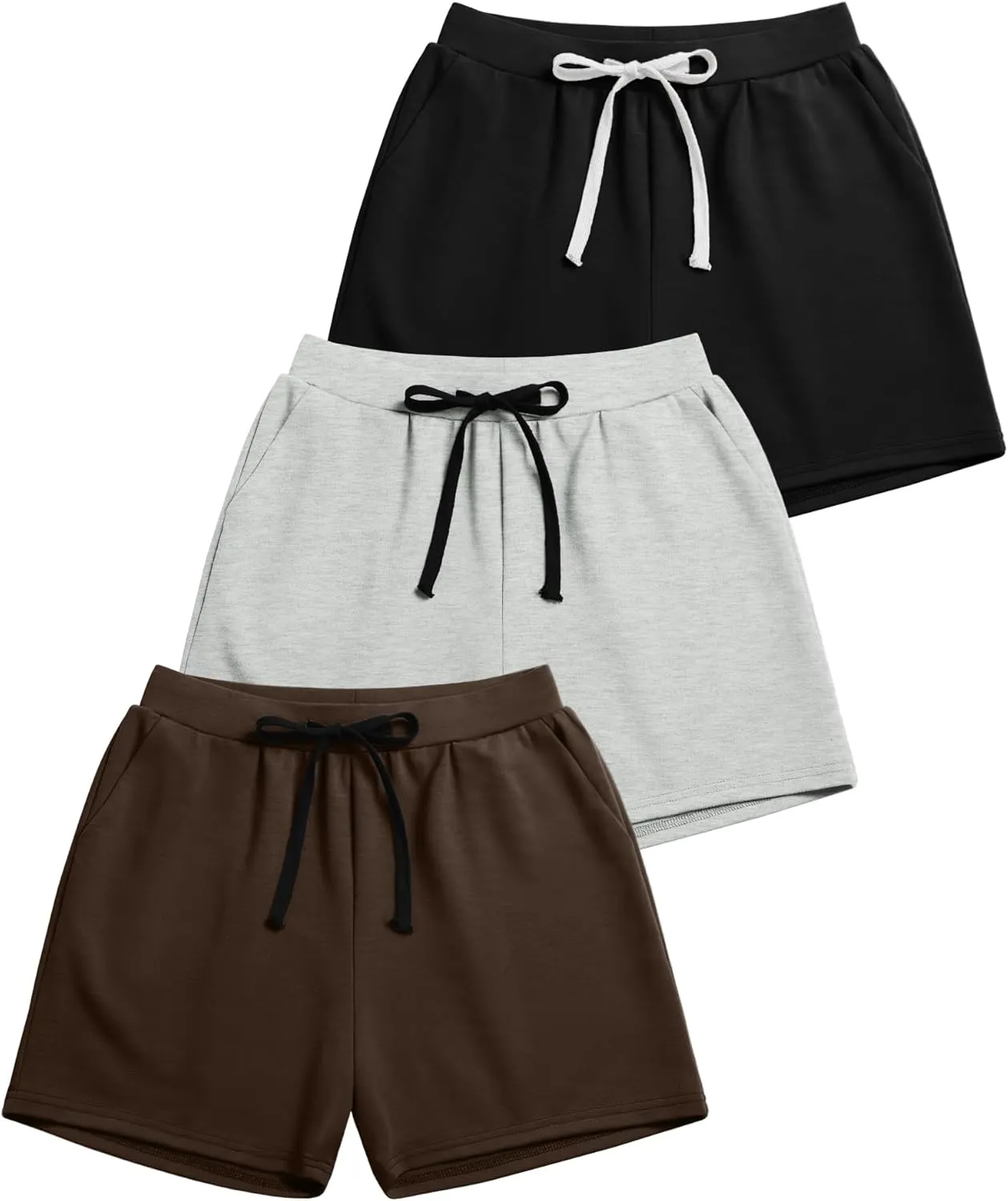 Neer 3 Pack Women's Sweat Shorts Casual Drawstring Athletic Summer Workout Lounge Shorts with Pockets