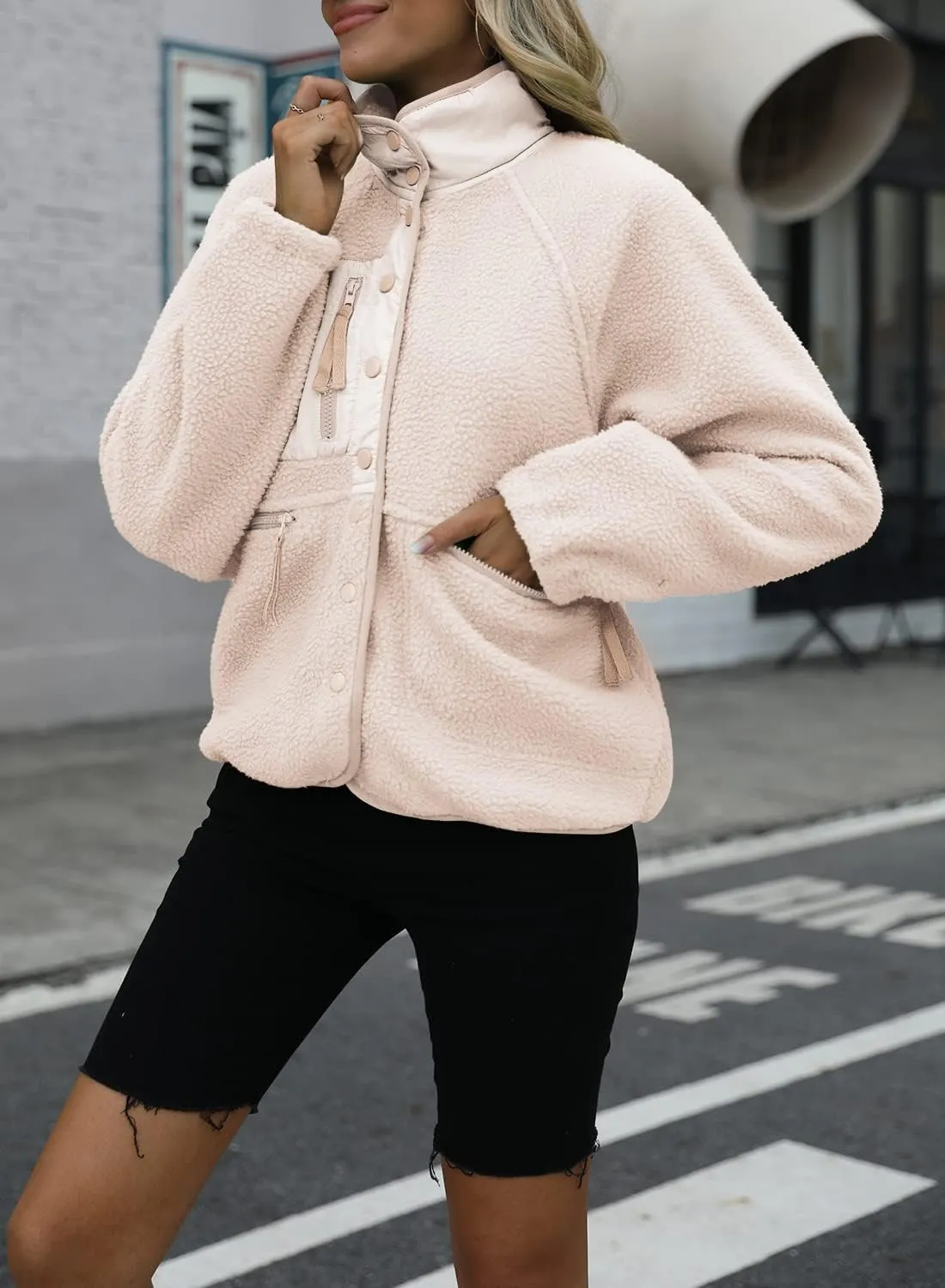 Nirovien Womens Fuzzy Fleece Jacket Button Down Sherpa Coats Casual Winter Warm Outwear with Pockets
