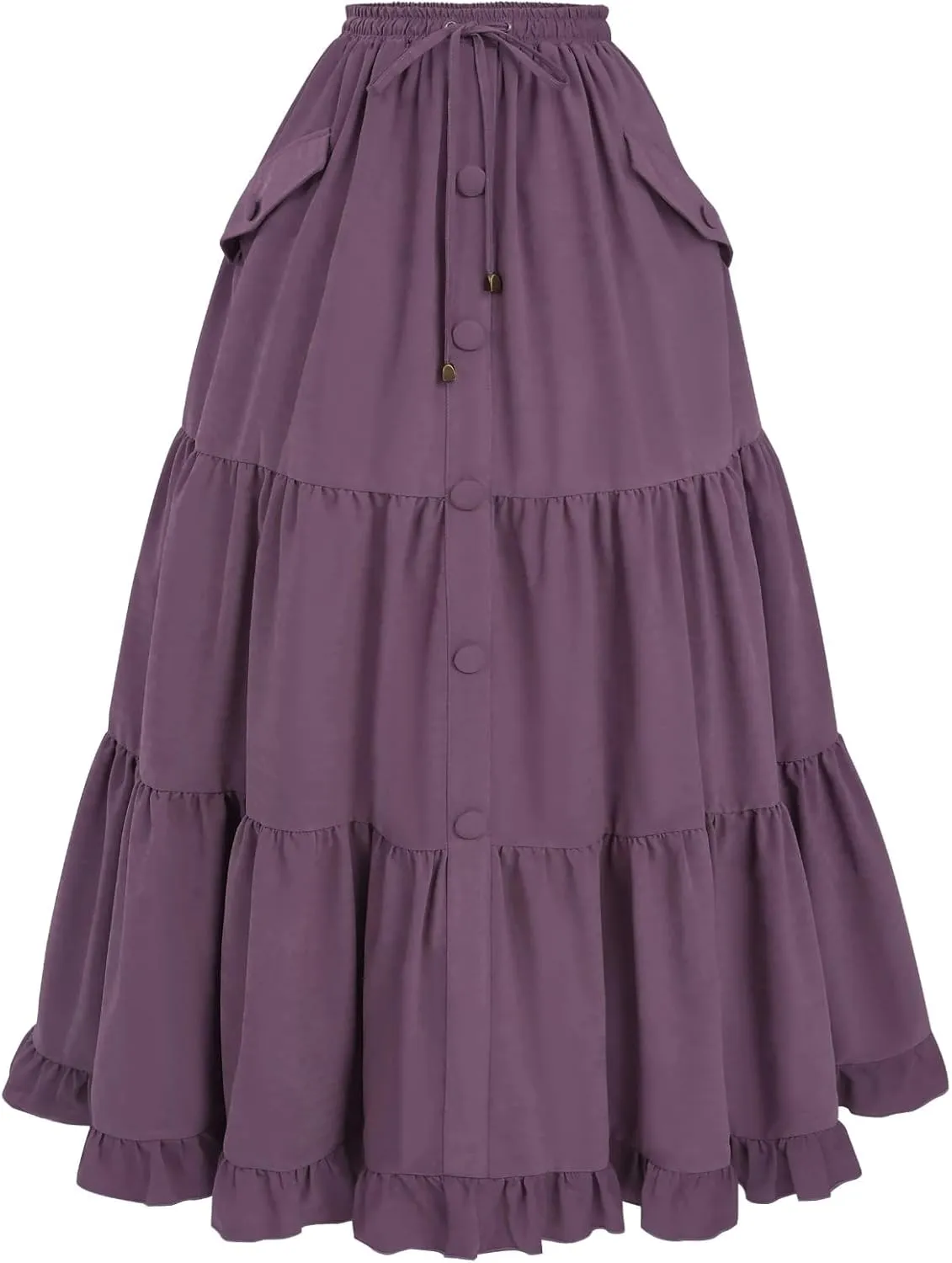 NSPSTT Victorian Skirt for Women Flowy Maxi Skirts High Waisted Ren Faire Skirt Purple