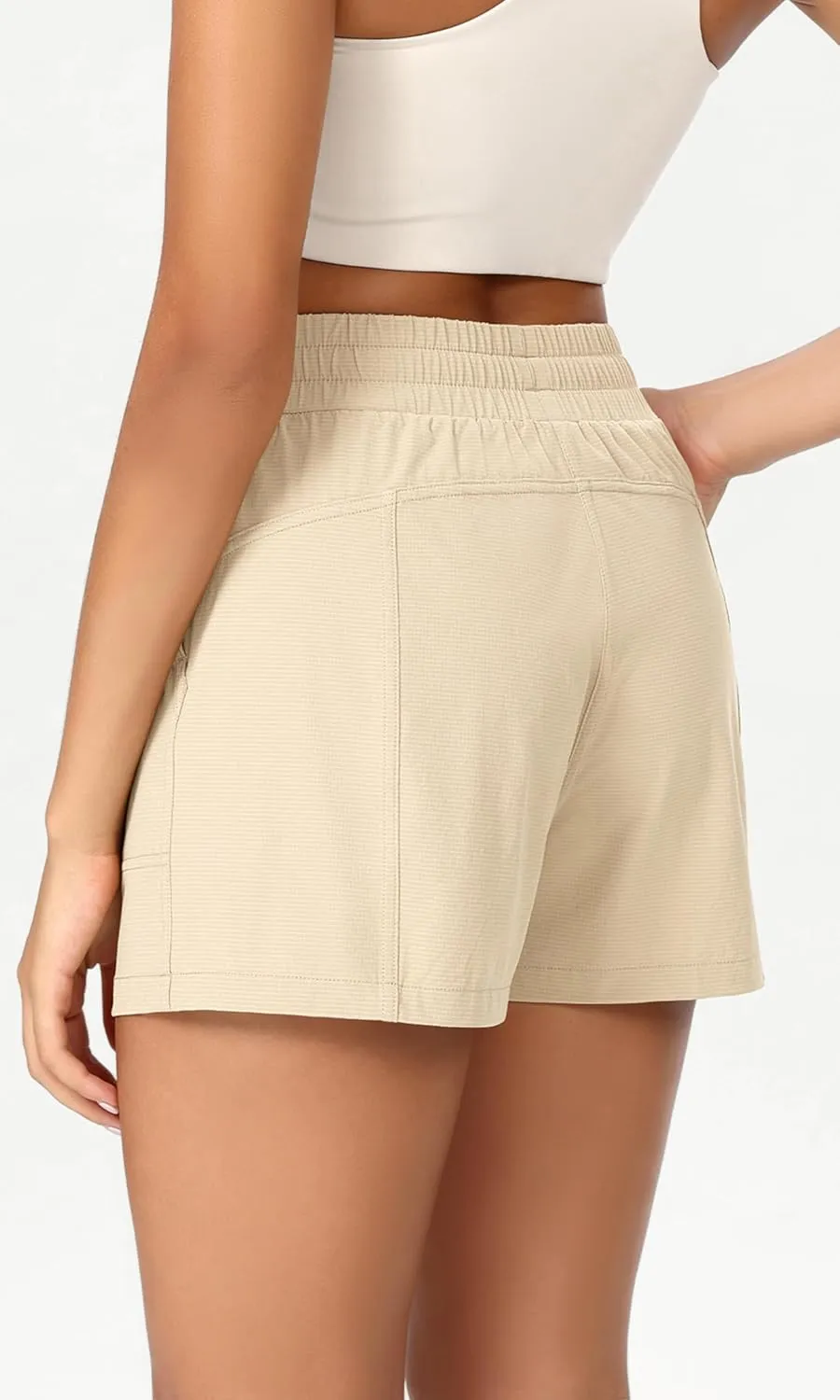ODODOS Stretch Woven Athletic Shorts for Women High Waist Summer Lightweight Casual Shorts with Pockets