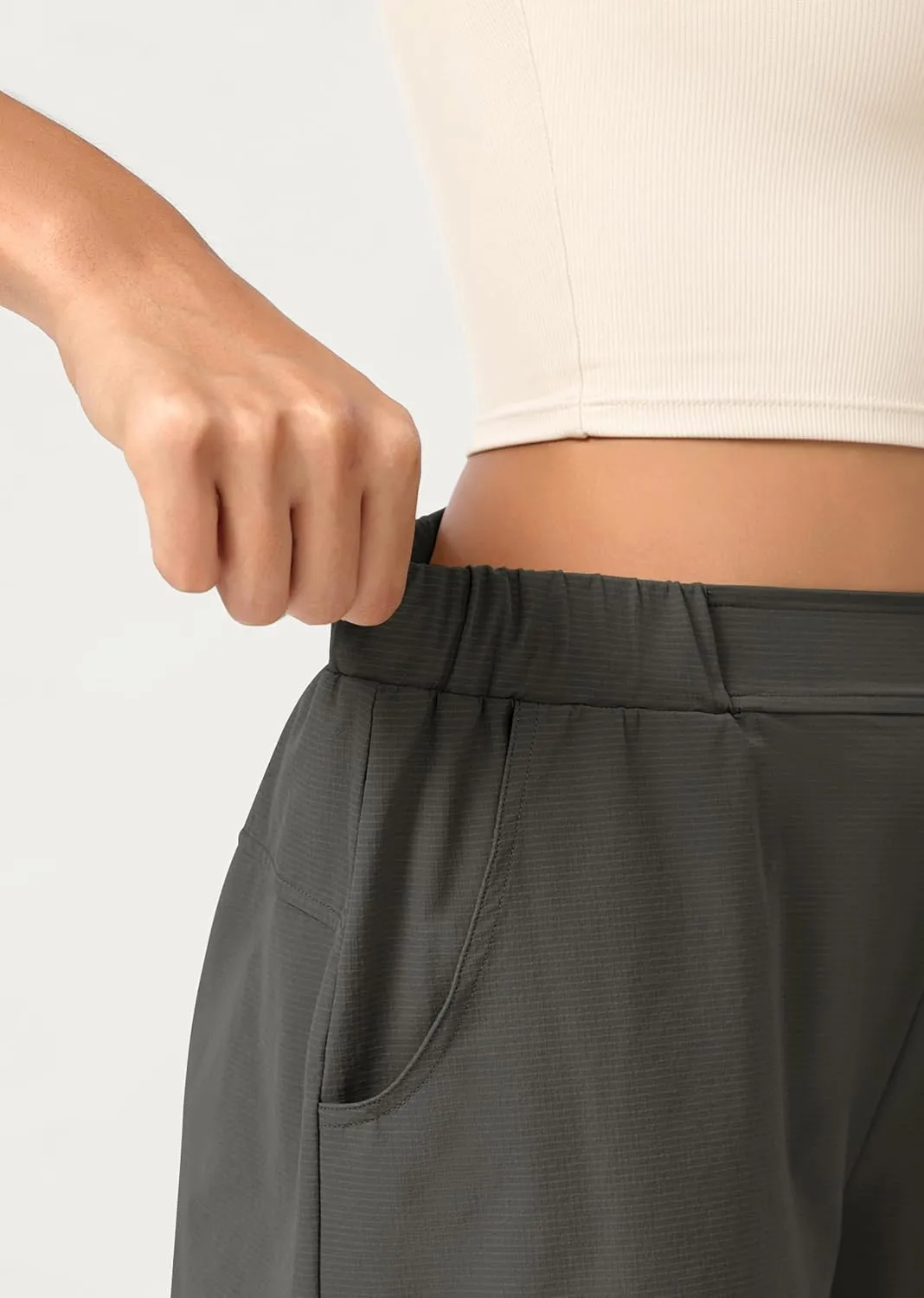 ODODOS Stretch Woven Relaxed Shorts for Women Elastic High Waist Summer Lightweight Casual Shorts with Pockets