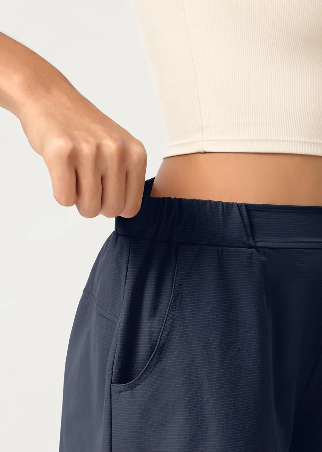ODODOS Stretch Woven Relaxed Shorts for Women Elastic High Waist Summer Lightweight Casual Shorts with Pockets
