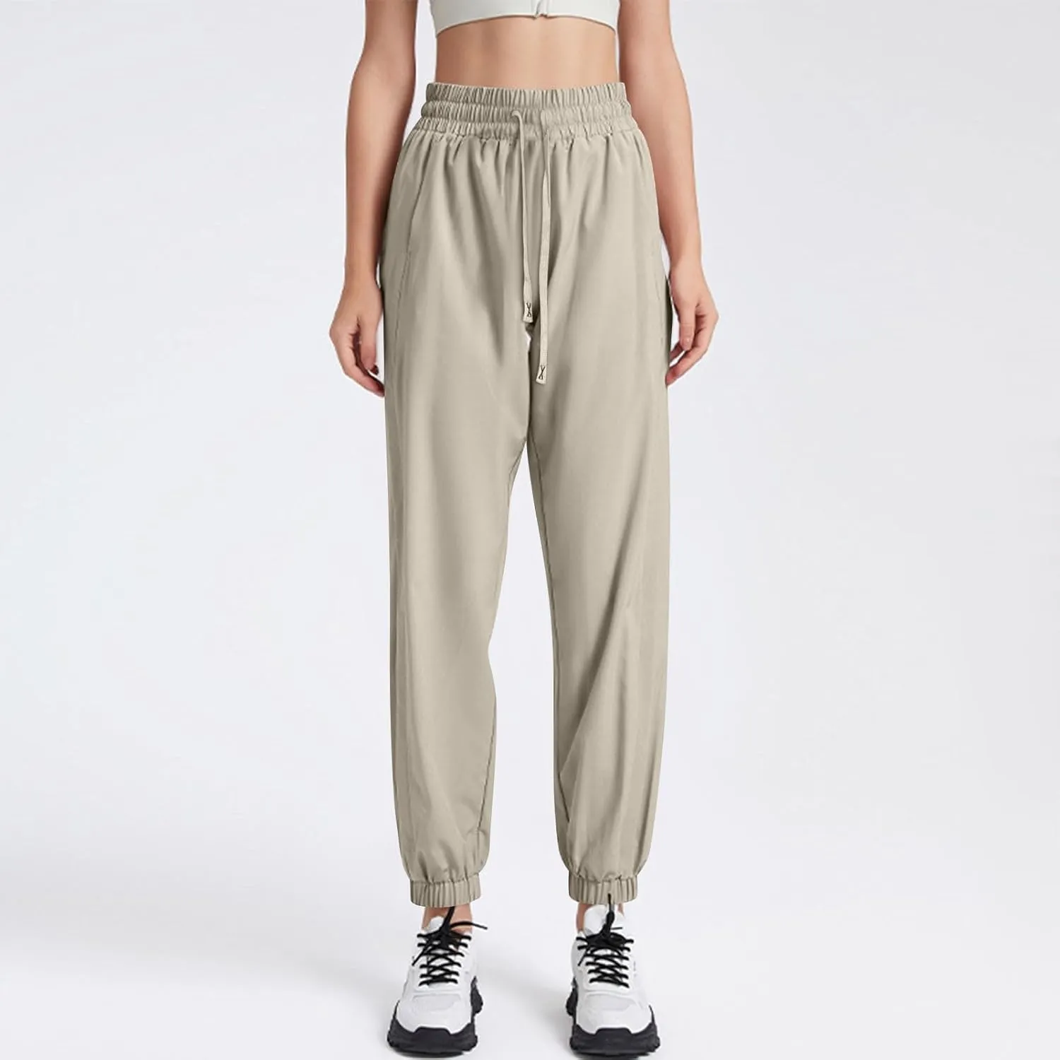 Pants for Women,Linen Sweatpants Petite High Waisted Straight Leg Trousers Dressy Linen Cotton Palazzo