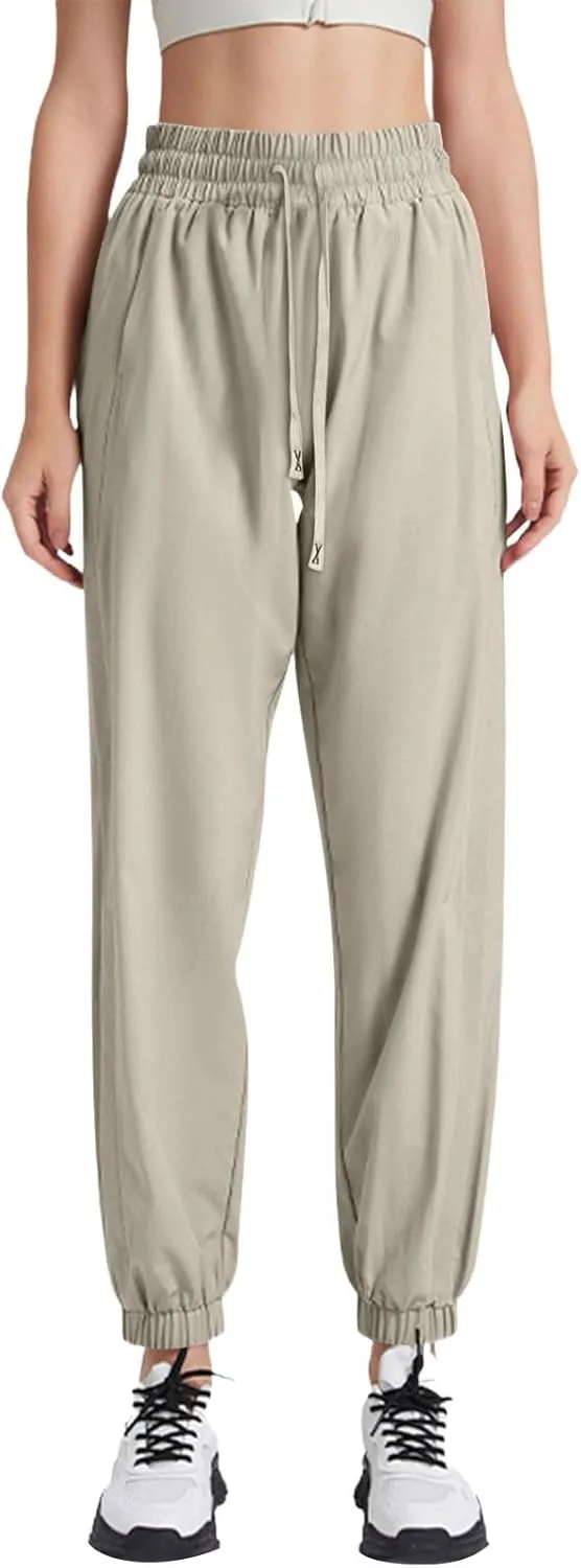 Pants for Women,Linen Sweatpants Petite High Waisted Straight Leg Trousers Dressy Linen Cotton Palazzo