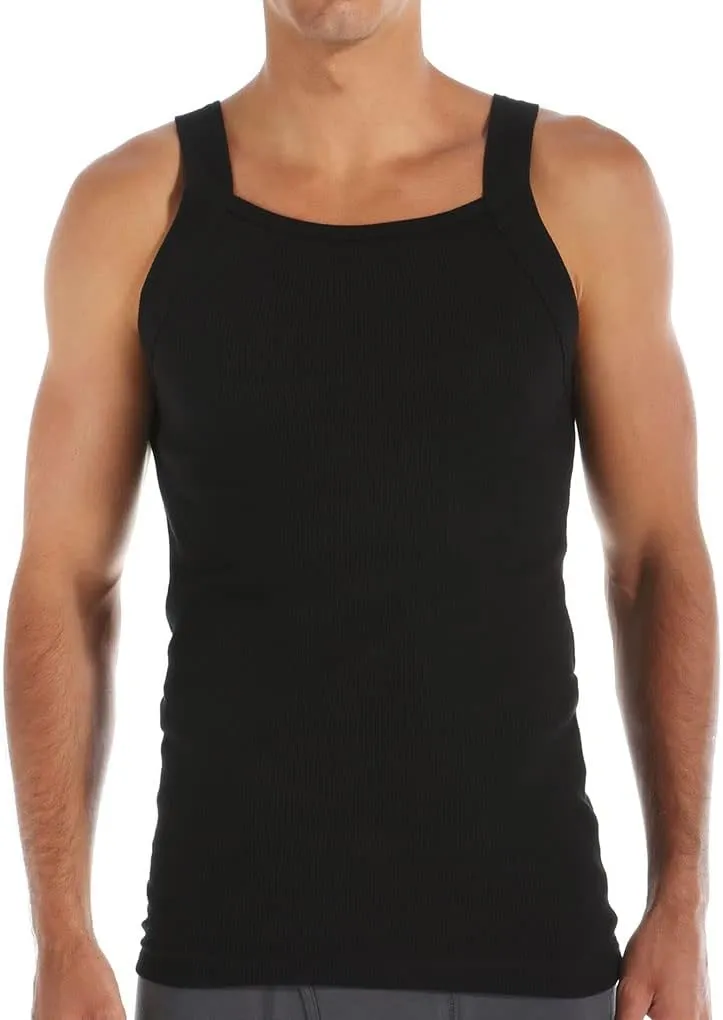 Papi Men's 3-Pack Cotton Square Neck Tank Top
