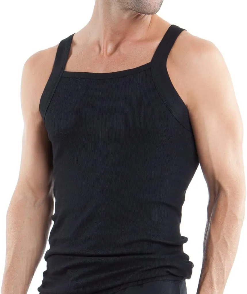 Papi Men's 3-Pack Cotton Square Neck Tank Top