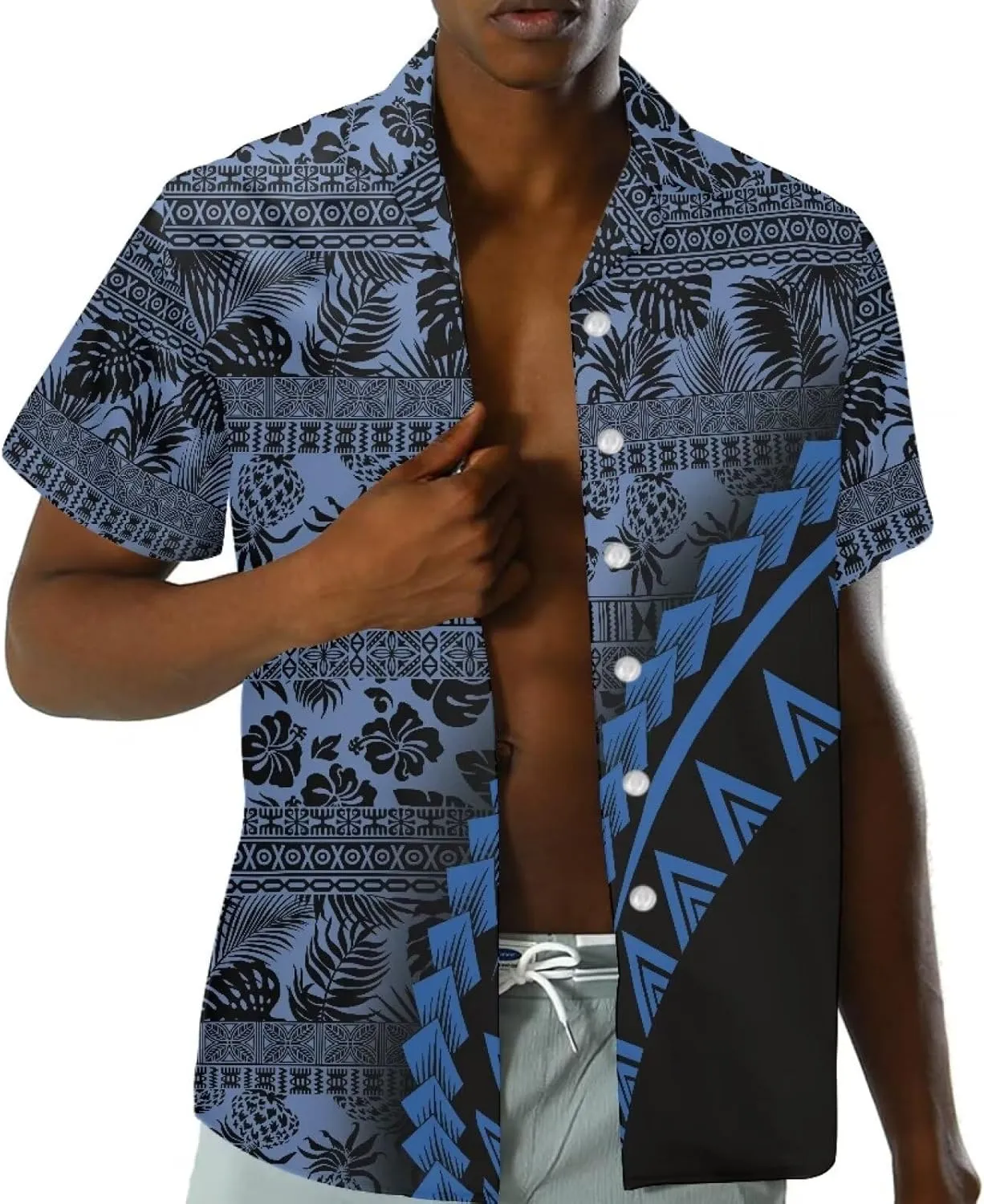 Plus Size Couple Outfit Sets Polynesian Tapa Puletasi Samoan Women Dress and Men Shirts Lavalava Couple Sets