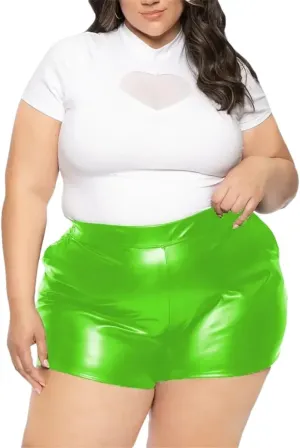 Plus Size Women Summer Shorts Sexy Matte PU Leather Bodycon Hot Pants Party Music Festival Elastic Shorts