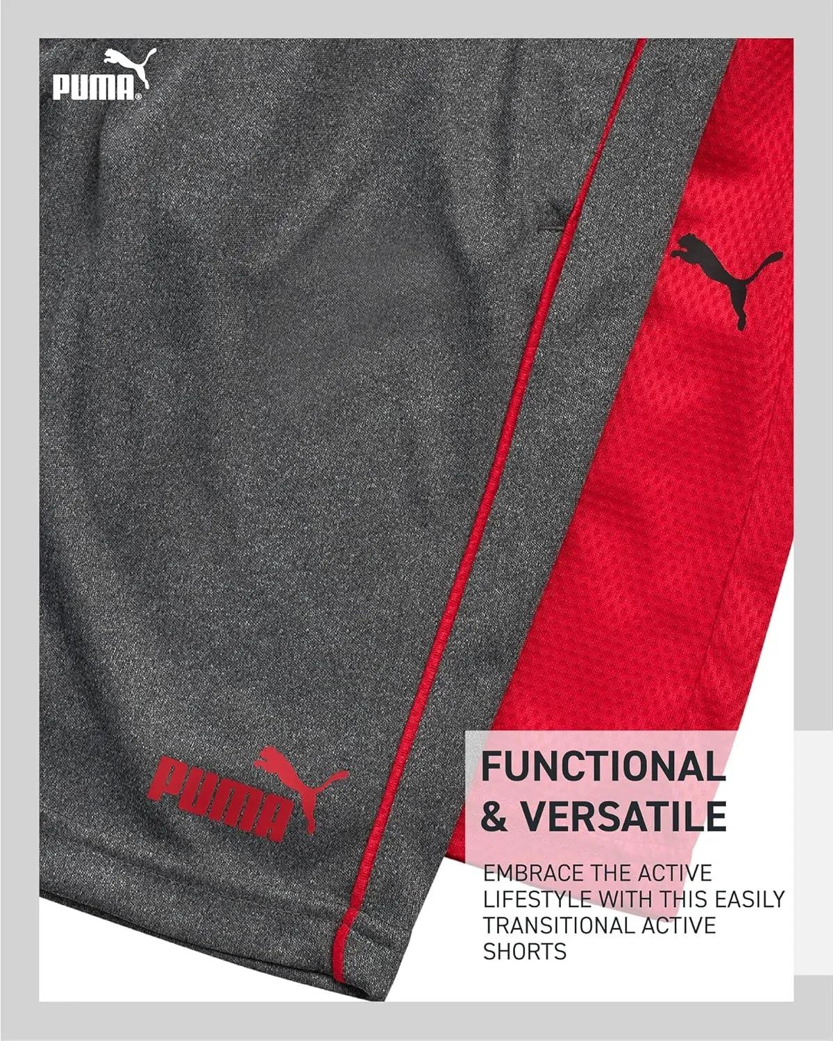 PUMA Boys Athletic Shorts - 2 Pack Active Performance Mesh Basketball Shorts for Boys (Sizes: 4-20)