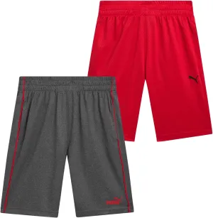 PUMA Boys Athletic Shorts - 2 Pack Active Performance Mesh Basketball Shorts for Boys (Sizes: 4-20)