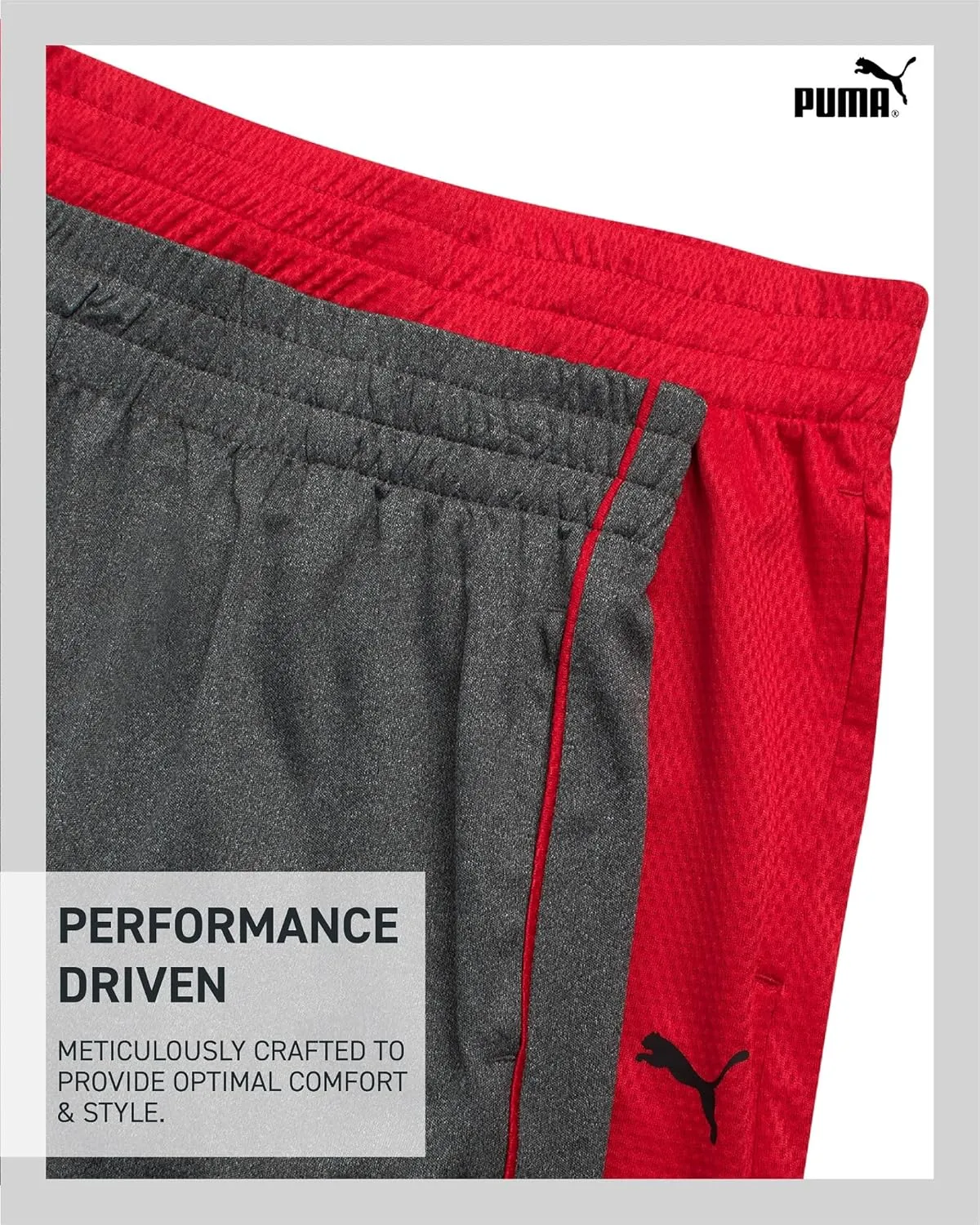 PUMA Boys Athletic Shorts - 2 Pack Active Performance Mesh Basketball Shorts for Boys (Sizes: 4-20)