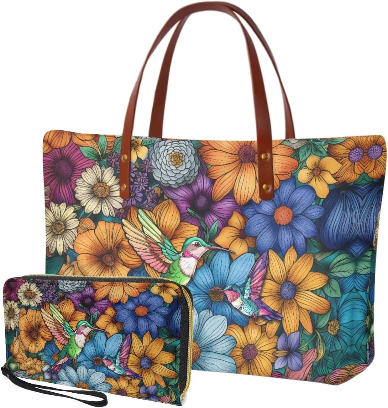 Purse and Wallet for Women Top Handle Satchel Work Bag Shoulder Bag with Matching Wallet for Shopping Work