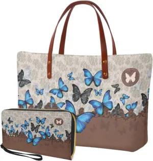 Purse and Wallet for Women Top Handle Satchel Work Bag Shoulder Bag with Matching Wallet for Shopping Work