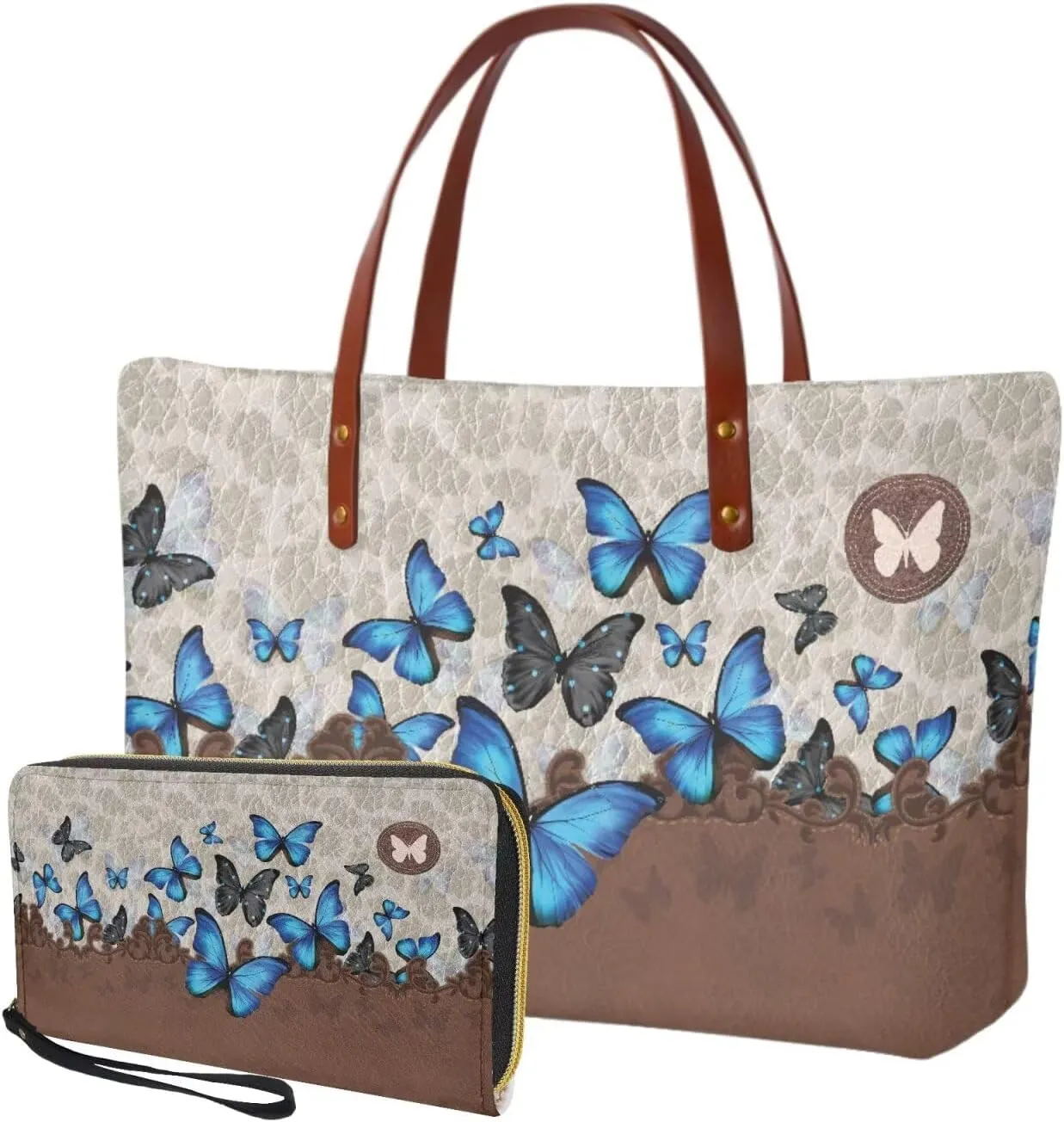 Purse and Wallet for Women Top Handle Satchel Work Bag Shoulder Bag with Matching Wallet for Shopping Work