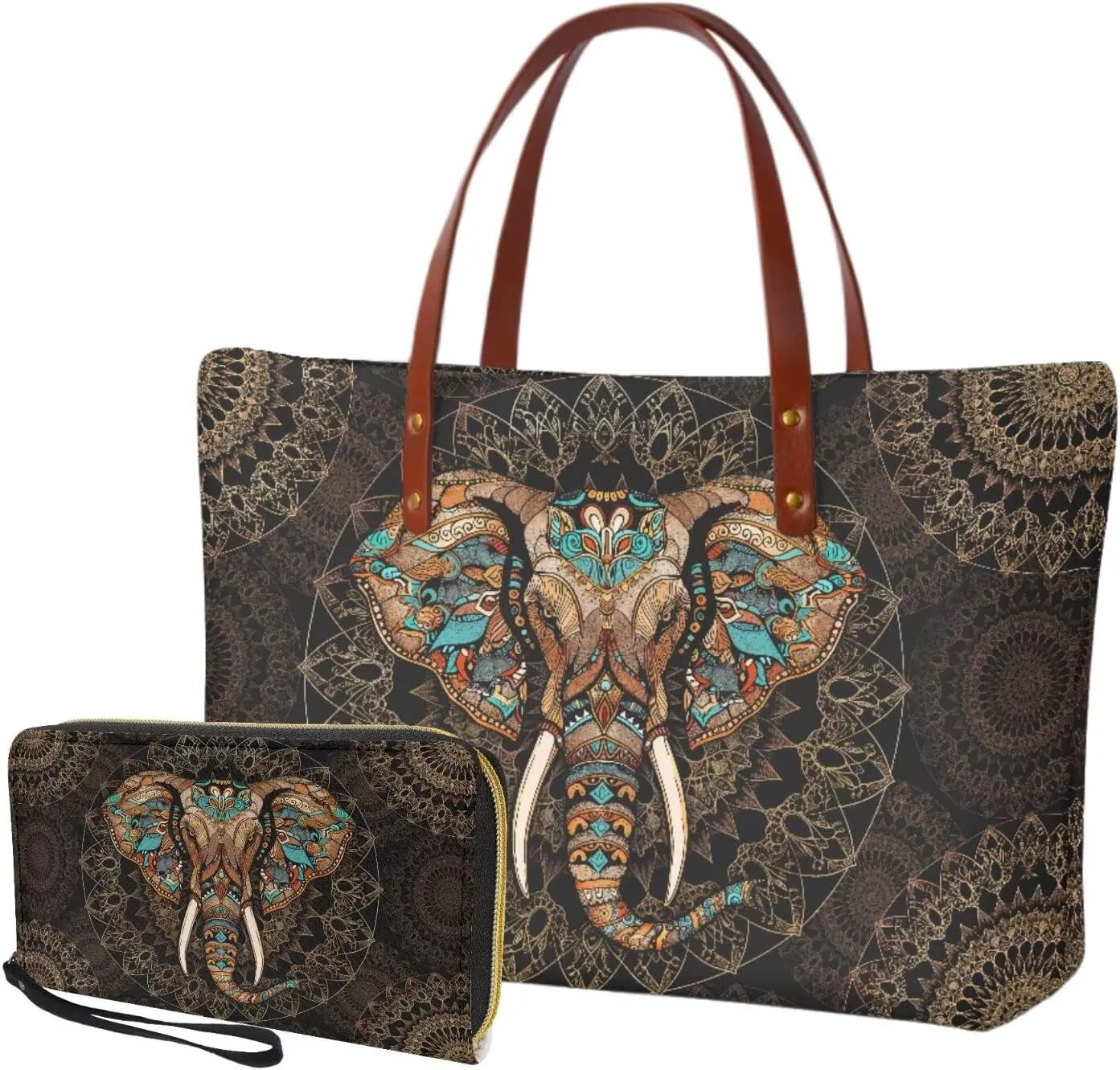 Purse and Wallet Set of 2 for Women Fashion Top Handle Satchel Large Work Bag Shoulder Bag with Matching Wallet