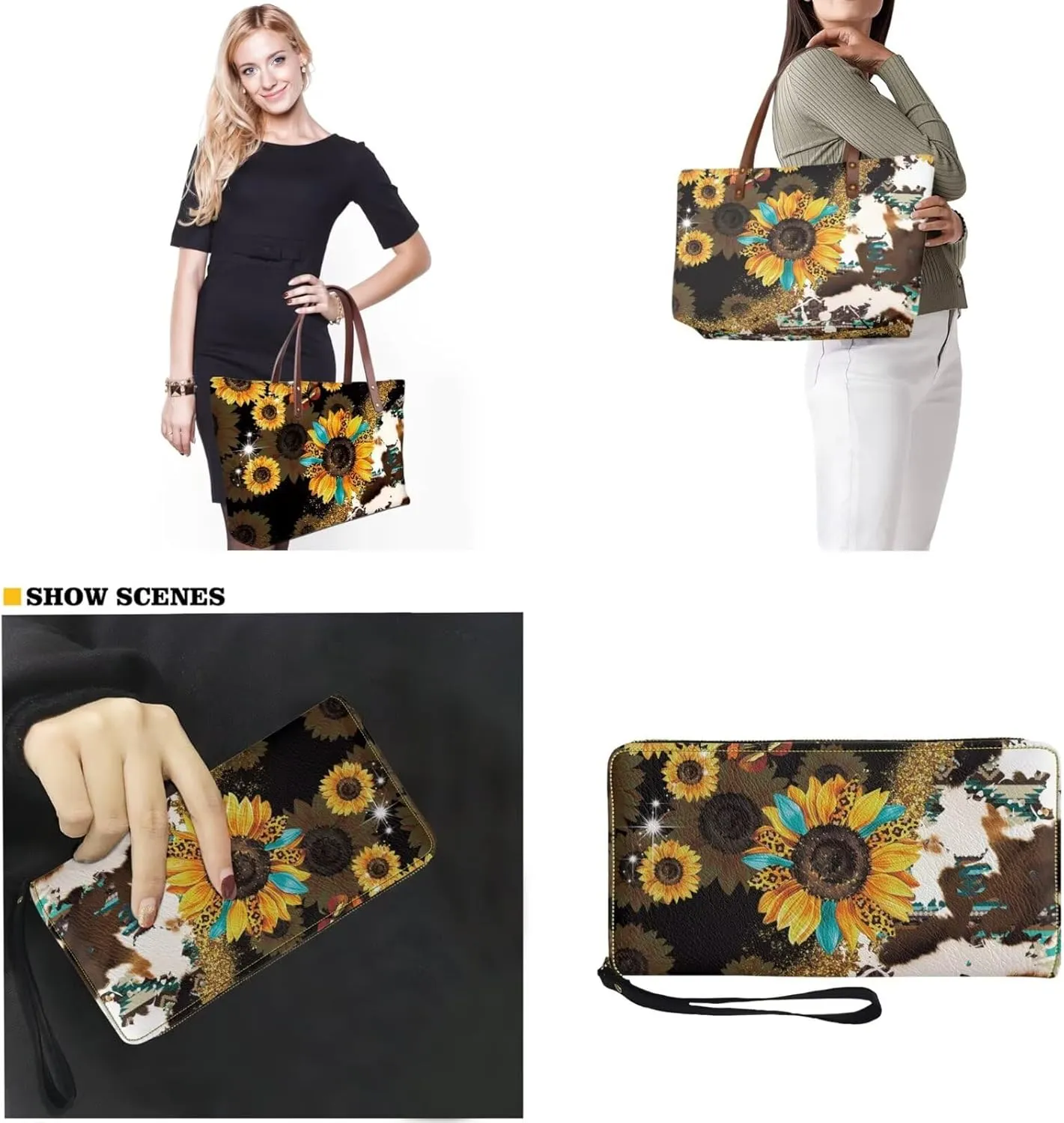 Purse and Wallet Set of 2 for Women Fashion Top Handle Satchel Large Work Bag Shoulder Bag with Matching Wallet